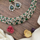 Elegant Victorian Diamond Short Neckpiece-Green-VV1918